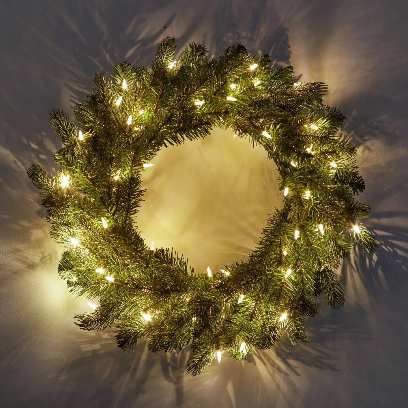 24" Cypress Spruce Wreath with Warm White LED Lights (Battery Operated)