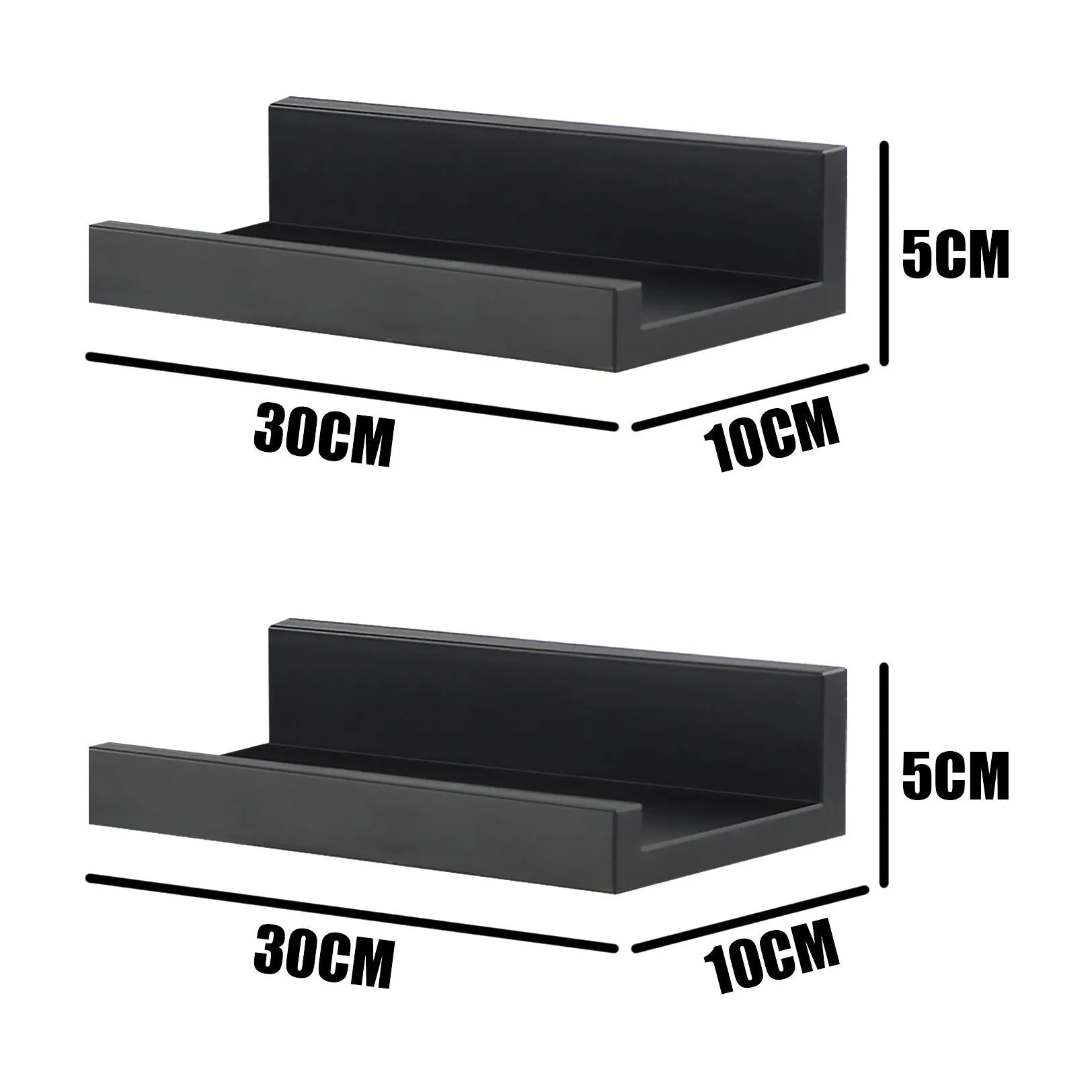 Black Wall Hanging Shelf 30 cm Pack 2