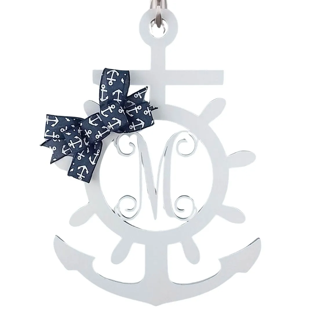 Customizable Nautical Door Hanger, Anchor Shaped White Birch Wood, Maritime Themed Decoration