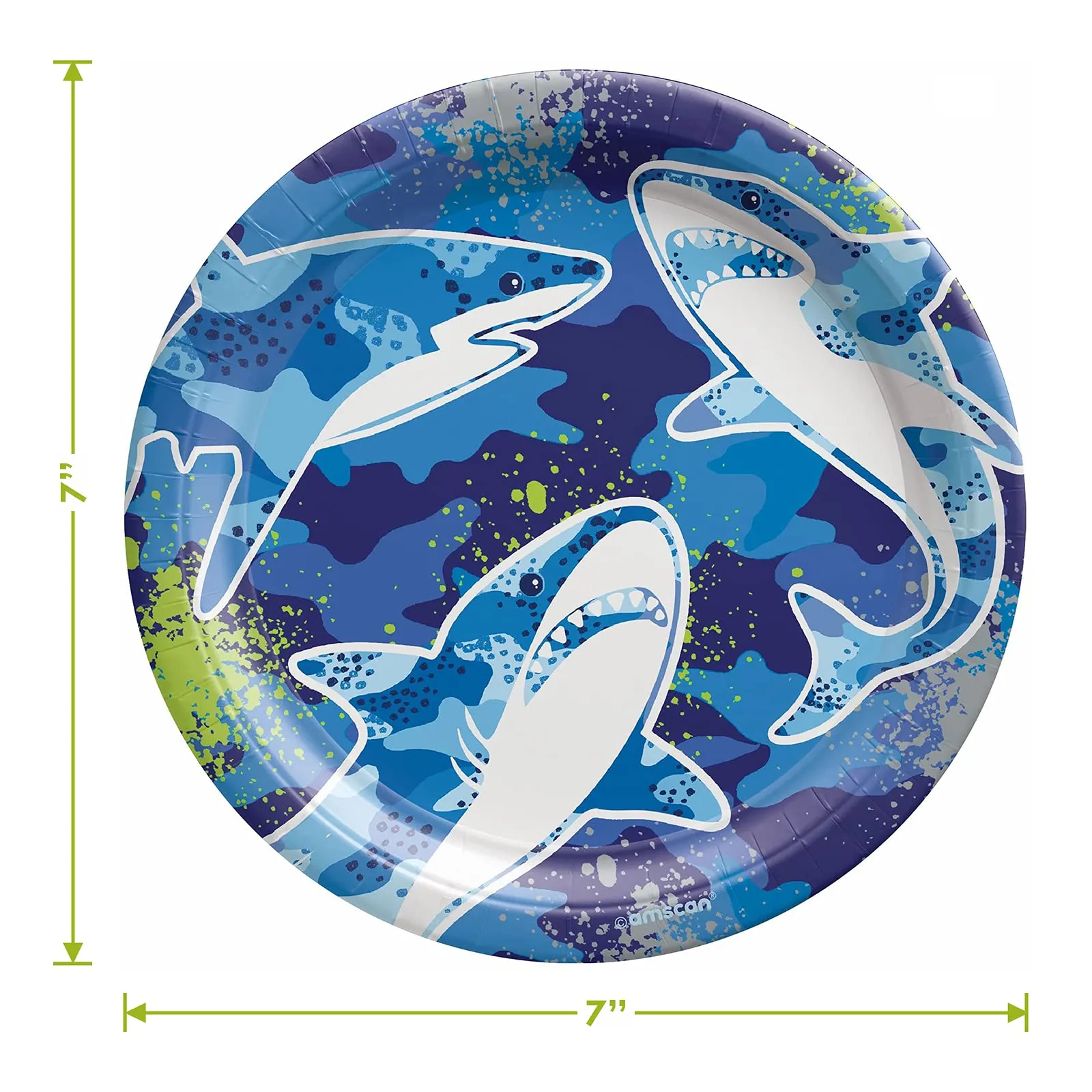 Great White Shark Party Paper Dessert Plates and Shark Zone Beverage Napkins (Serves 16)