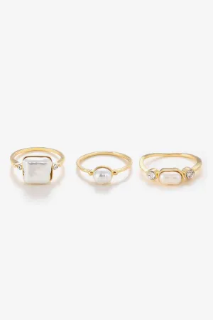 Pearl 18K Gold-Plated Ring Set