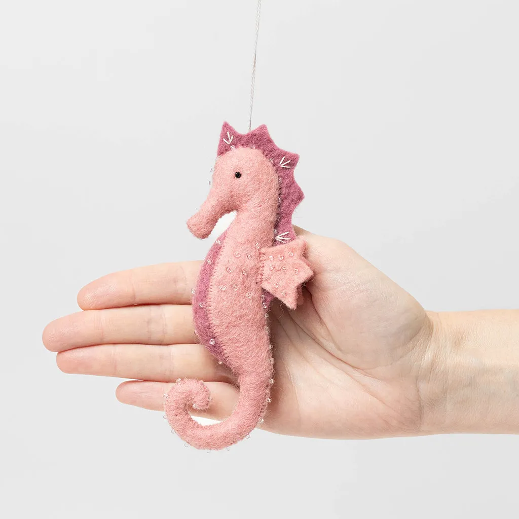 Pink Seahorse Ornament