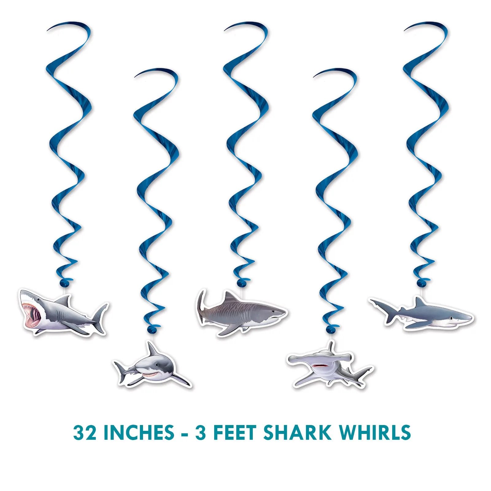 Shark Party Supplies Hanging Shark Cutouts and Deep Water Shark Table Cover Set