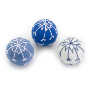 Snowflake Felt Balls- Blue and White