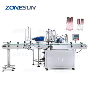 ZS-AFC9 Automatic FEA15 Monoblock Metal Aluminium Spray Bottle Perfume Filling Capping Crimping Outer Cover Cap Pressing Machine